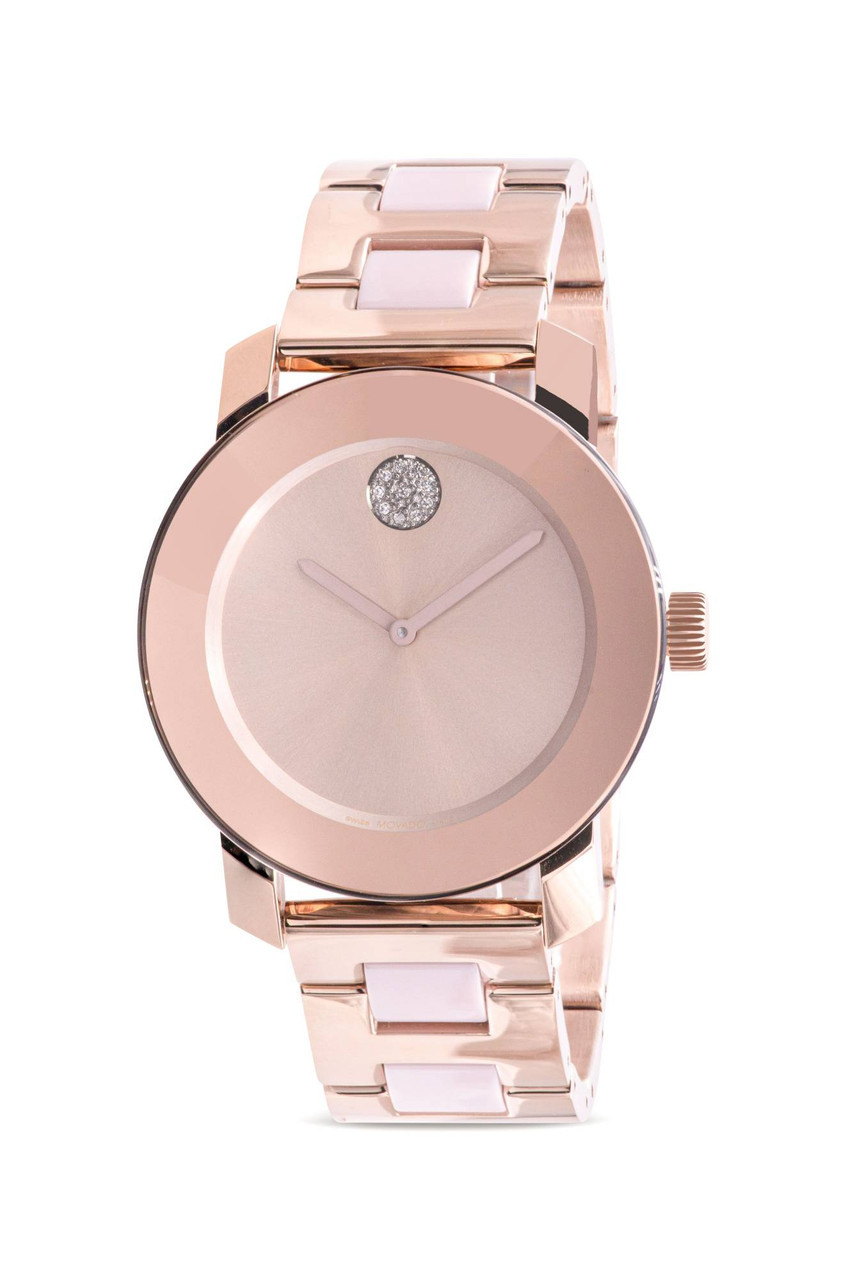 Movado Bold Ceramic Rose Gold-Tone Ladies Watch 3600799 