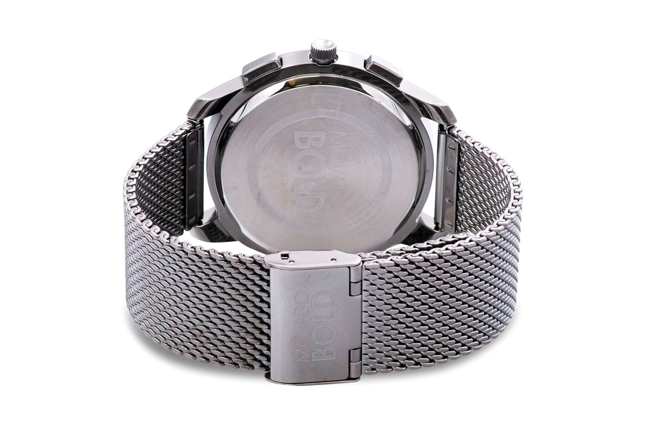 movado silver mesh watch