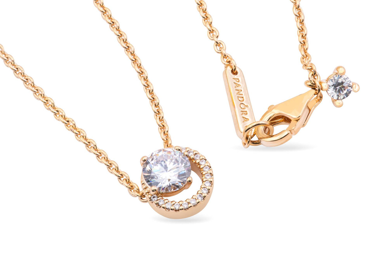 Pandora Sparkling Round Halo Pendant Collier Necklace 361174C01-45