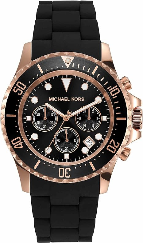 Michael Kors Everest Chronograph Watch Oversized Everest Rose Gold-Tone and Silicone Watch in ROSE  main image 3