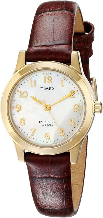 Timex Essex Ave Gold-Tone Watch with Mother-of-Pearl Dial and Burgundy Strap Timex Women main image 4