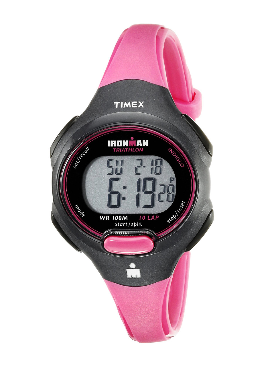 Timex Womens Ironman Essential 10 Mid-Size Pink/Black Resin Strap