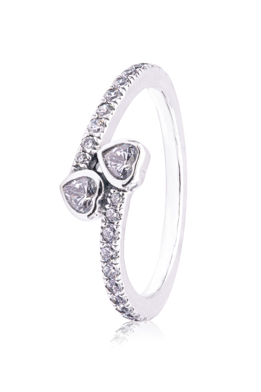 Pandora Two Sparkling Hearts Ring 191023CZ-50 Jacob Time Inc