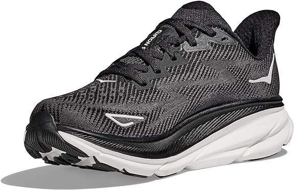 Hoka One Womens Clifton Road Running Shoes Black/White Jacob