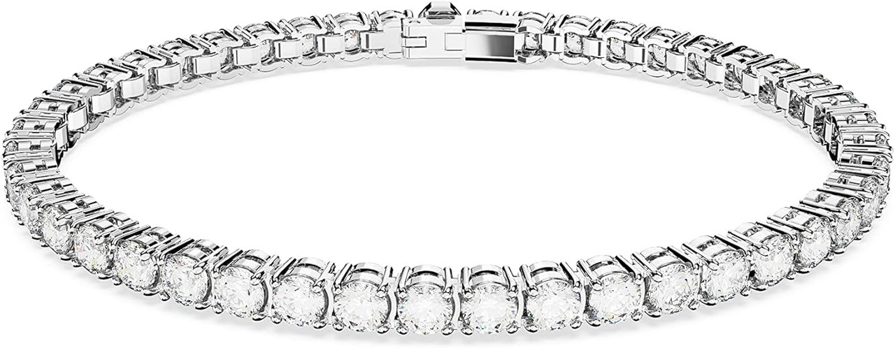 Swarovski Matrix Tennis Bracelet Round Cut White Rhodium Plated