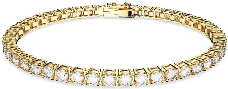Swarovski Matrix Tennis Bracelet Round Cut Gold-tone Plated