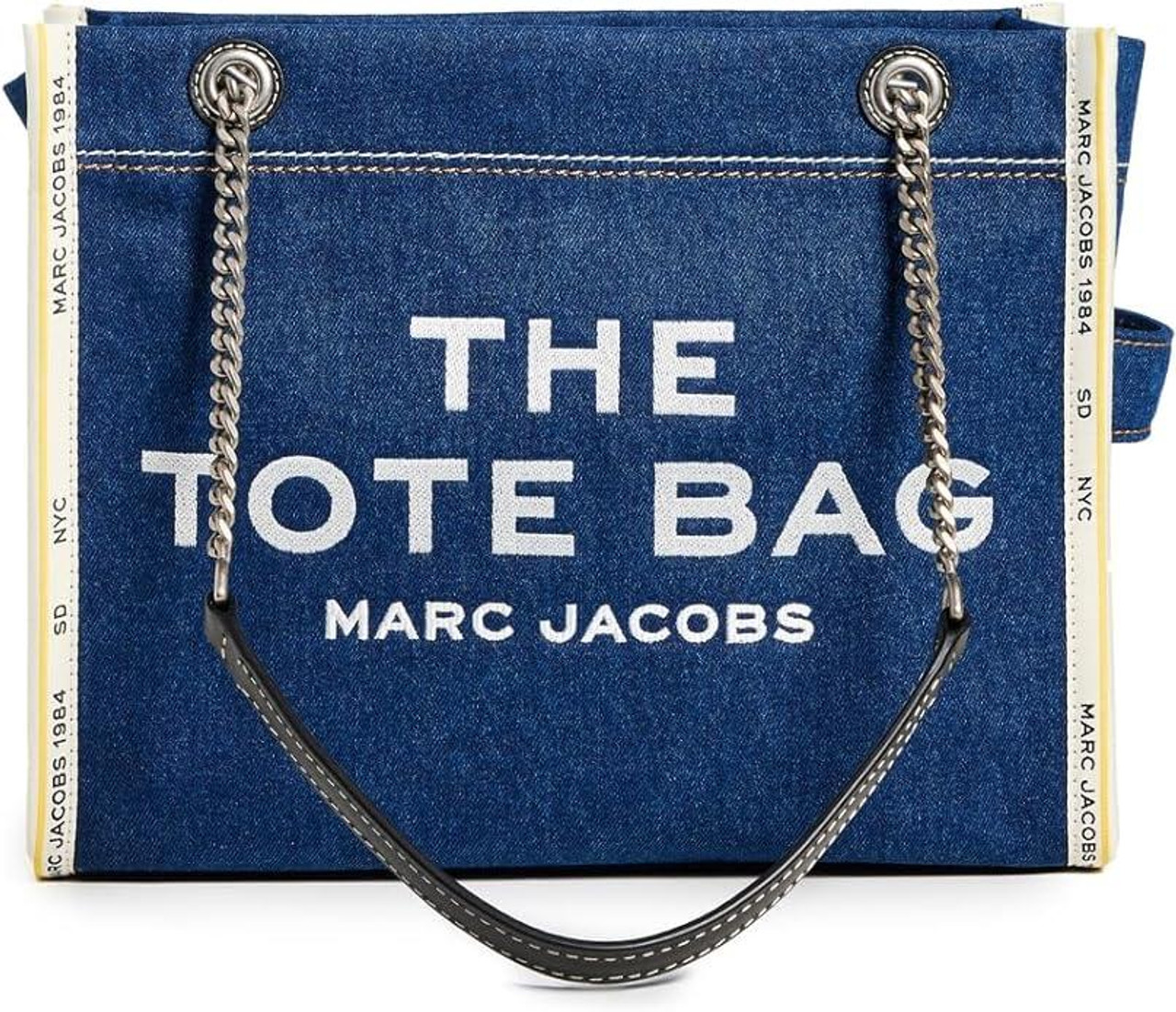 MARC JACOBS| (Denim Chain Medium Tote Bag (2F4HTT018H05 Marc Jacobs The Denim Chain Medium Tote Bag - Dark Wash