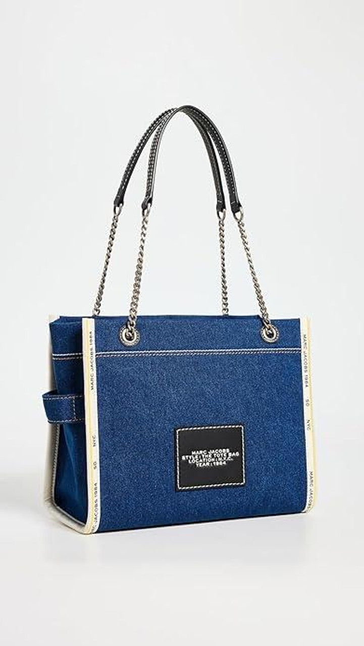 MARC JACOBS| (Denim Chain Medium Tote Bag (2F4HTT018H05 Marc Jacobs The Denim Chain Medium Tote Bag - Dark Wash