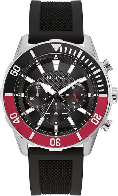 Bulova Chronograph Quartz Black Dial Mens Watch 98A258 - Jacob
