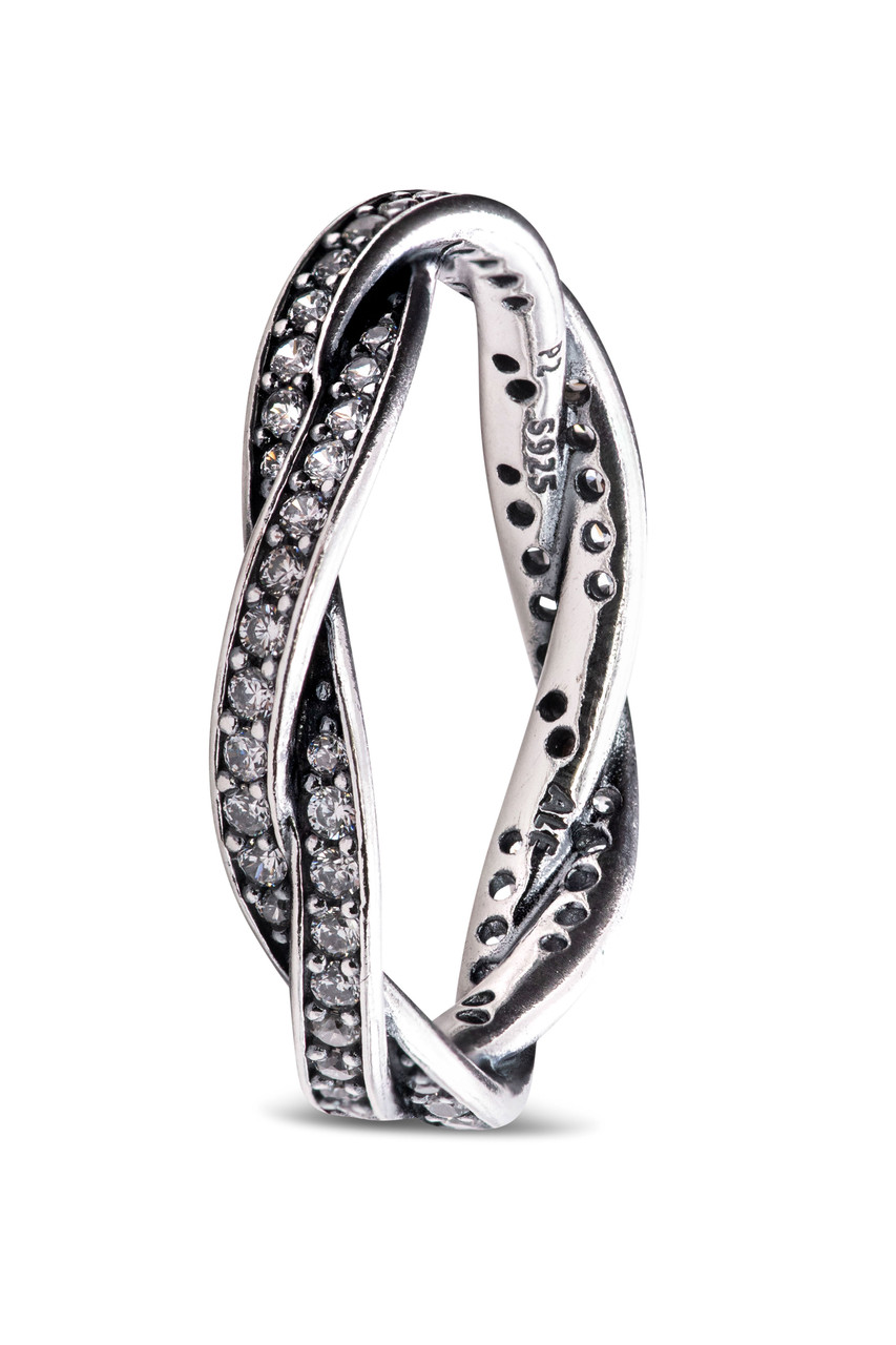 Pandora Sparkling Twisted Lines Ring 190892CZ-60 - Jacob Time Inc