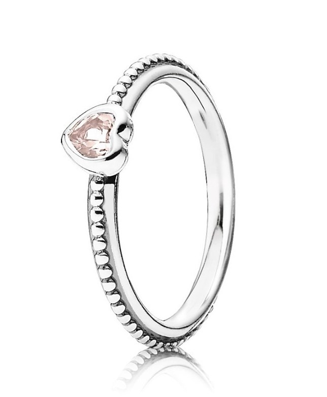 Pandora Heart Silver Ring With Rose Pink Synthetic Sapphire Size