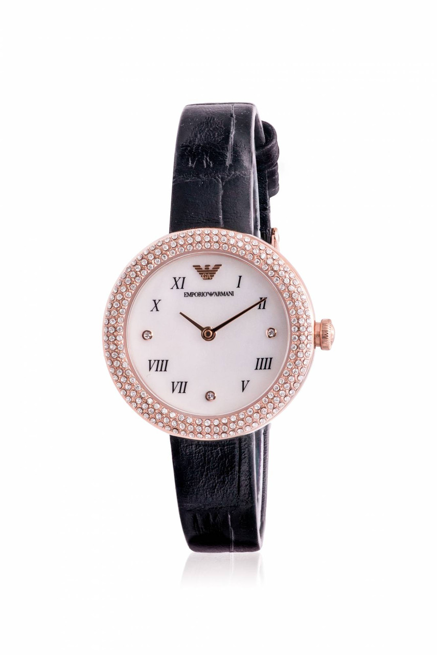 Ladies armani shop watch leather strap