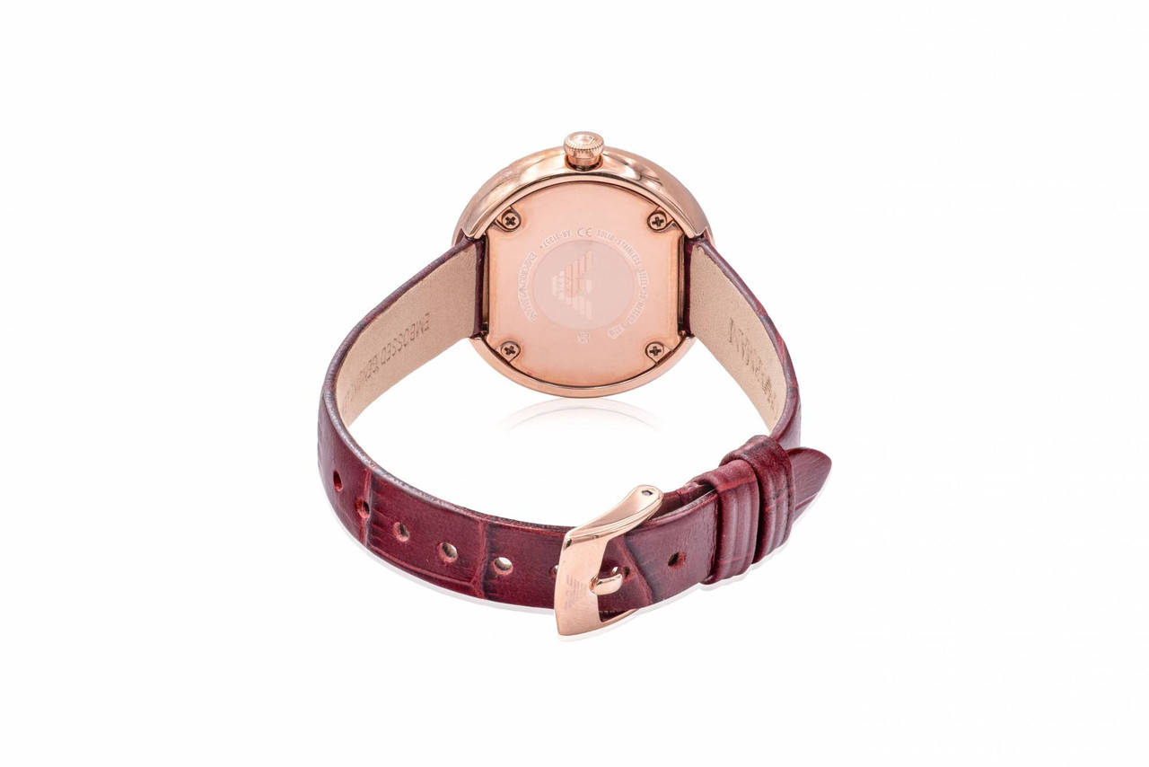 Emporio Armani Rose Gold-Tone Leather Ladies Watch AR11357 - Jacob  