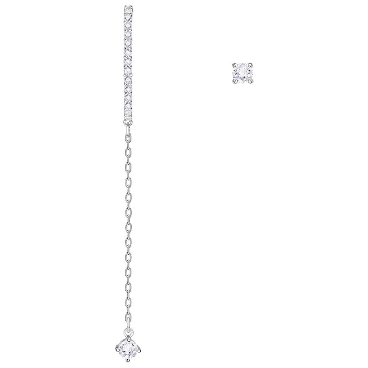 Swarovski Solitaire Pierced Earrings - White - Rhodium Plating - 1800046 -  Jacob Time Inc