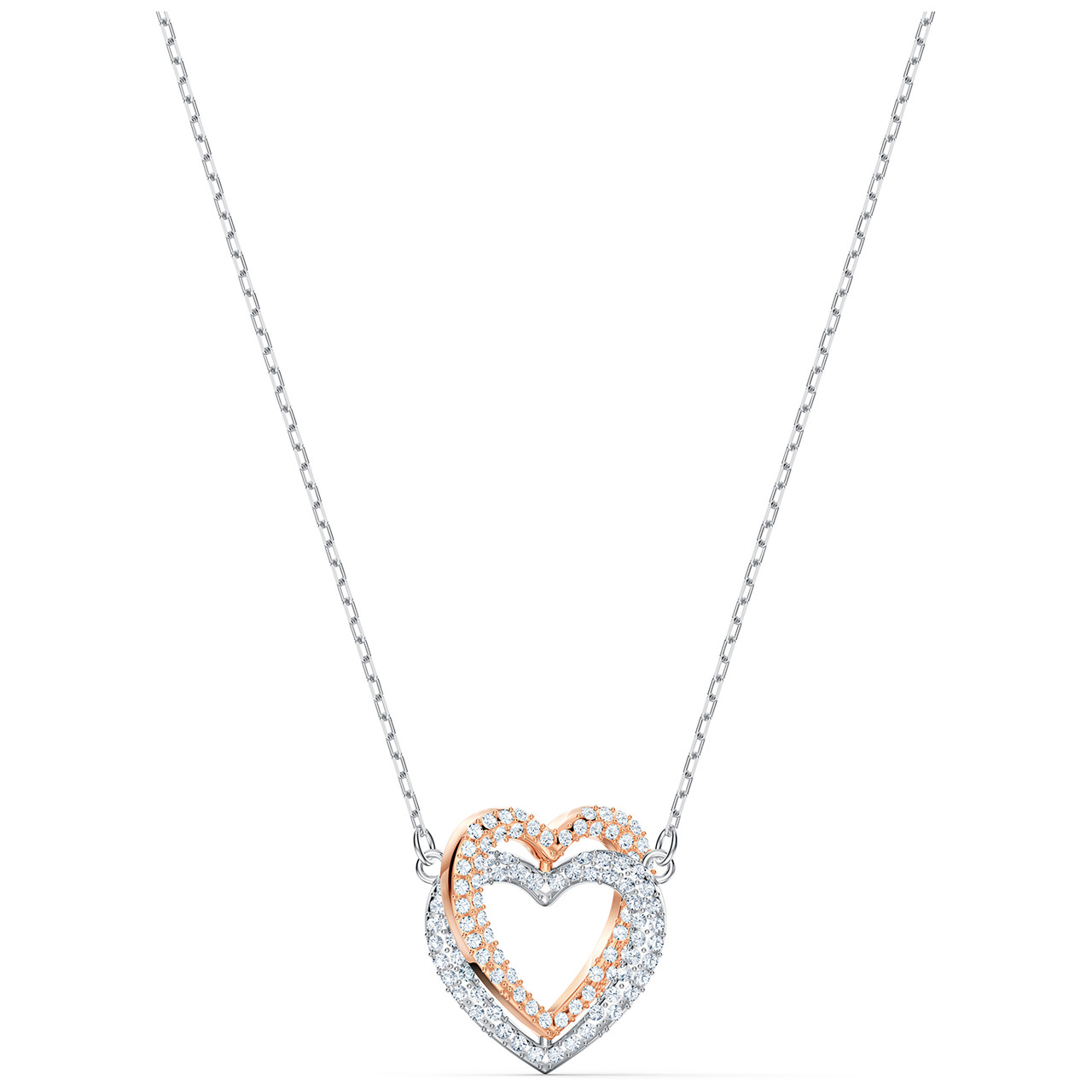 Mystigrey Milena Two Hearts .925 Sterling Silver Plated Rhodium Necklace  with Cubic Zirconia for Women and Girls - Walmart.com