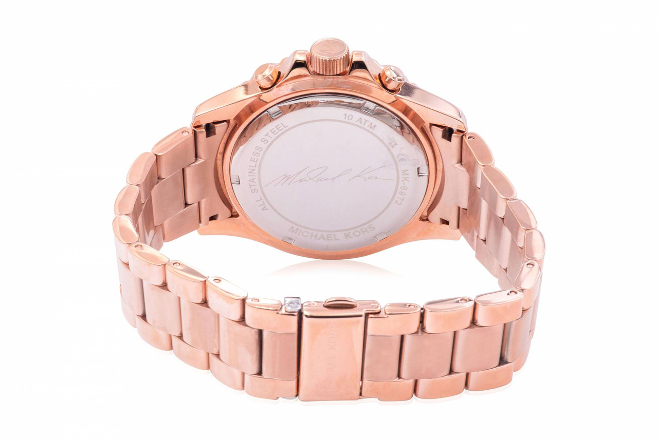 michael kors rose gold watch with diamonds