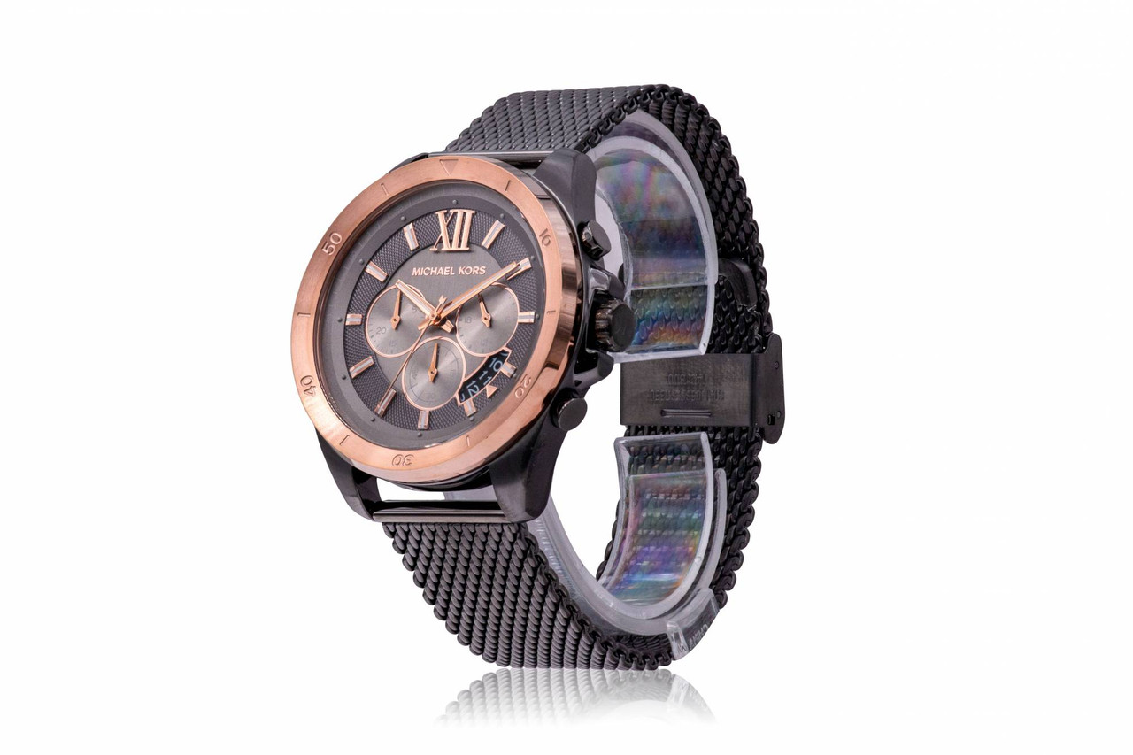 Michael Kors Brecken Gunmetal Stainless Steel Mesh Mens Watch