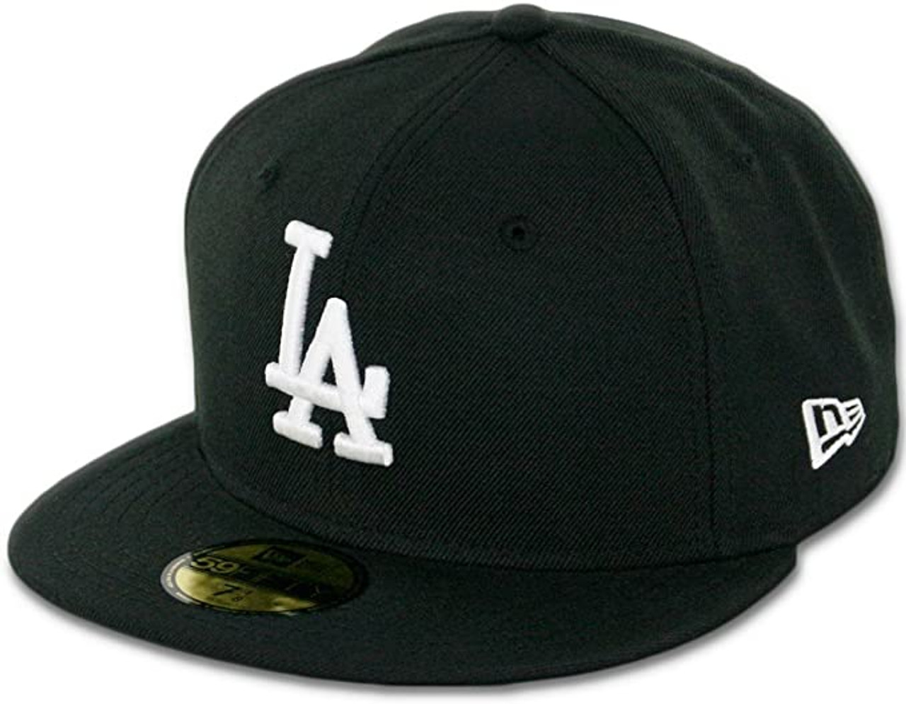 New Era 59Fifty Hat MLB Basic Los Angeles Dodgers LA Black/White Fitted  Baseball Cap (7 1/4) 11591149-714