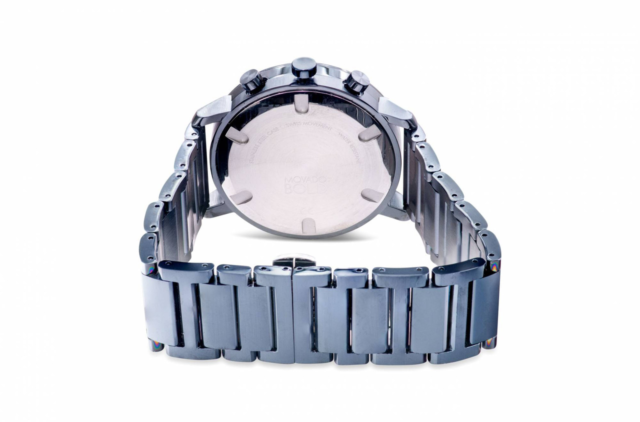 Movado Bold Evolution Blue Stainless Steel Mens Watch 3600683