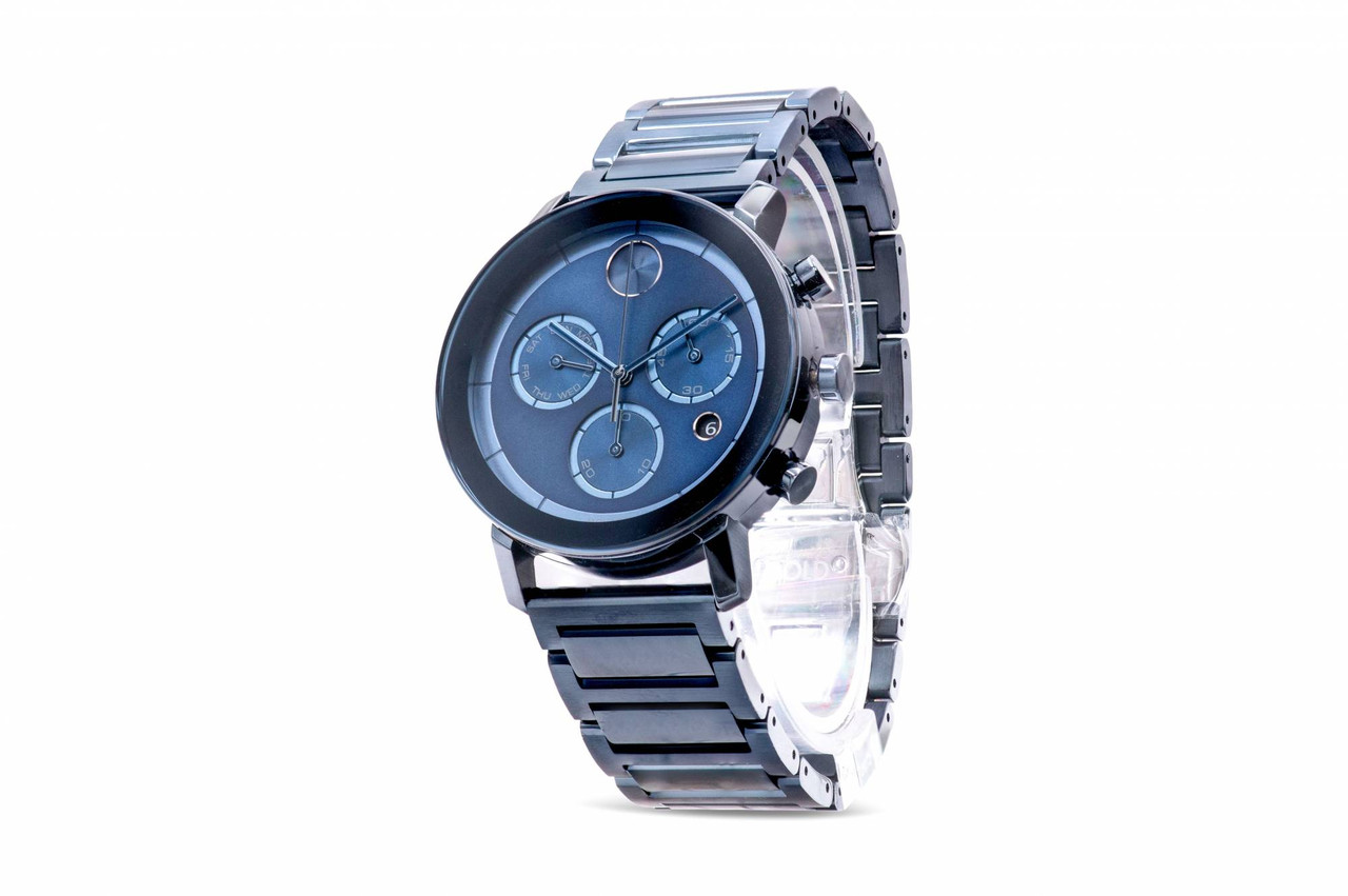 Movado Watch Men Stainless Steel With Blue On Side Movado Movado