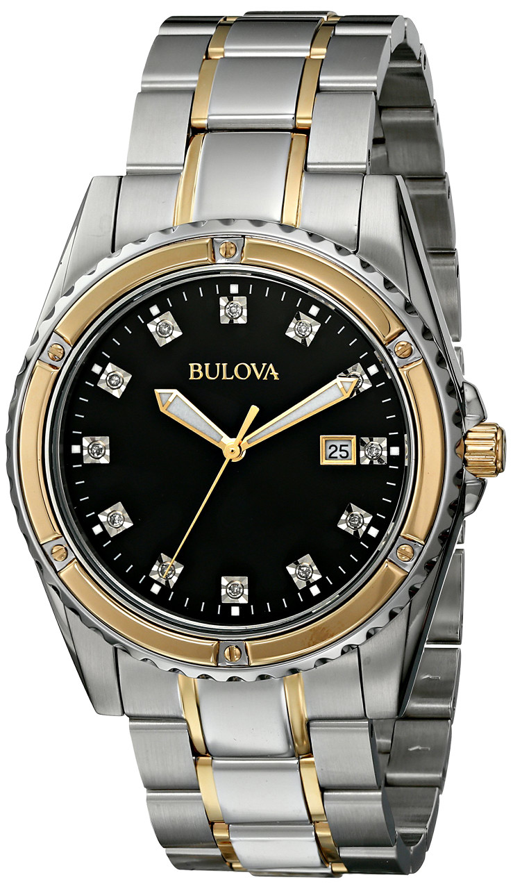 Bulova Diamond Two-Tone Stainless Steel Mens Watch 98D122 Jacob
