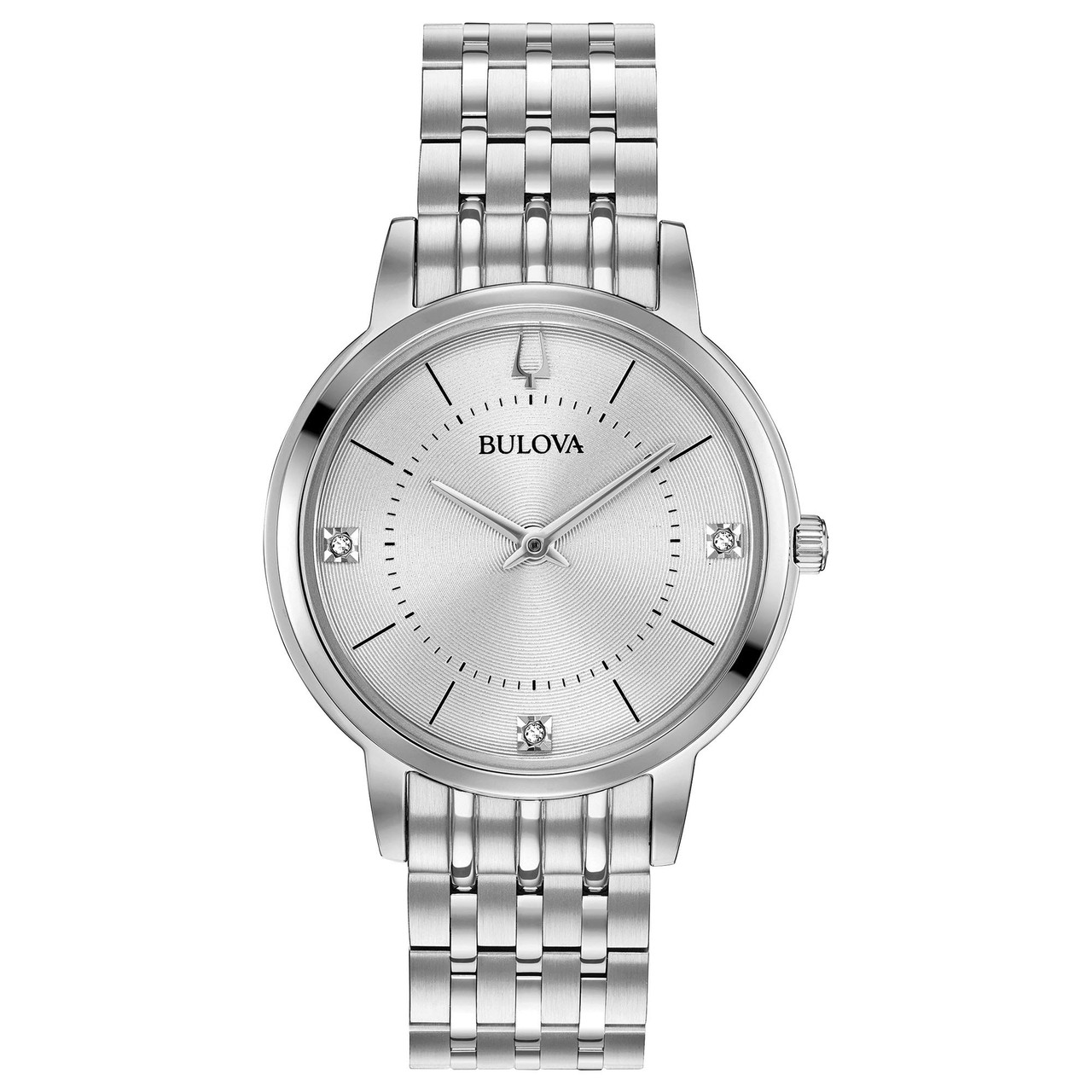 Bulova Classic Diamond Accent Stainless Steel Ladies Watch 96P183 ...