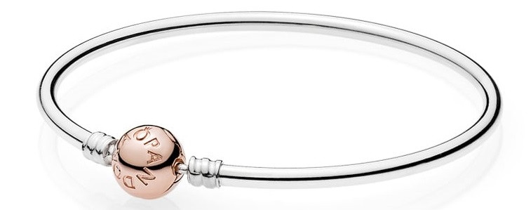 Pandora Moments Silver Bangle - PANDORA Rose Clasp 580713-21