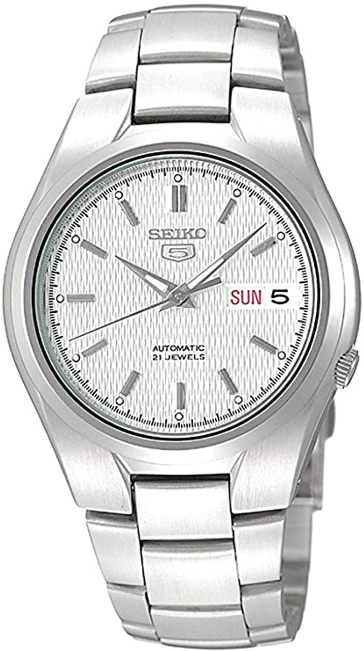 Seiko Mens Seiko 5 Automatic Silver Textured Dial Stainless Steel Watch  SNK601 - Jacob Time Inc