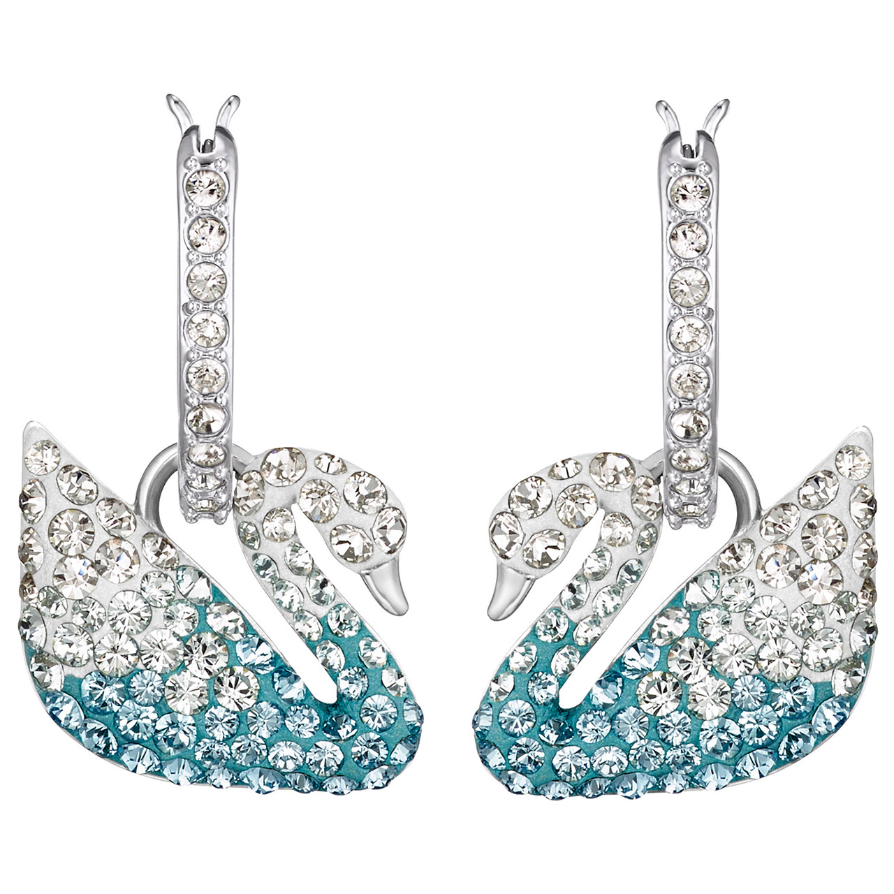 Swarovski Iconic Swan Pierced Earrings - Multi-colored - Rhodium Plated -  5512577