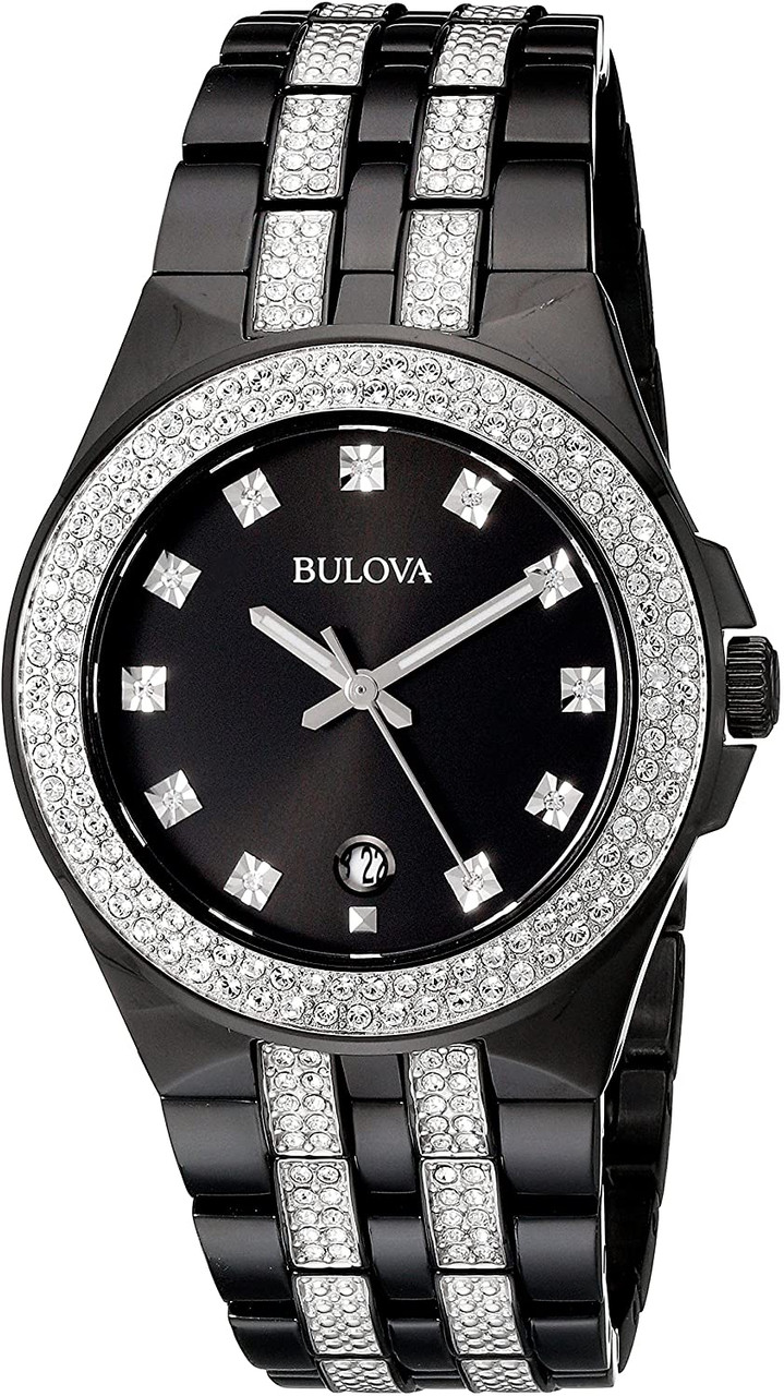 Bulova Mens Swarovski Crystal Stainless Steel Watch 98B251  display picture 2