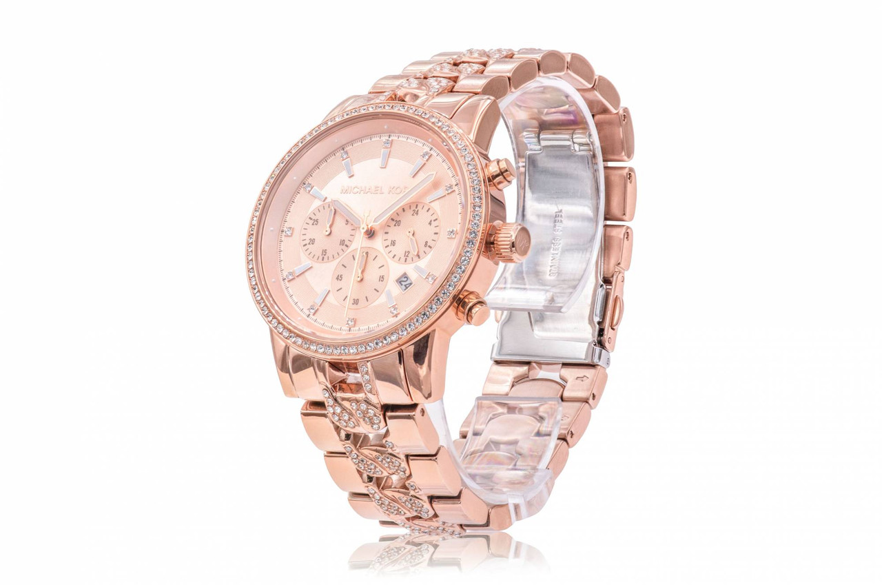 Buy MICHAEL KORS Women Ritz Rose Gold Dial Stainless Steel Chronograph Watch  - MK6485 | Shoppers Stop