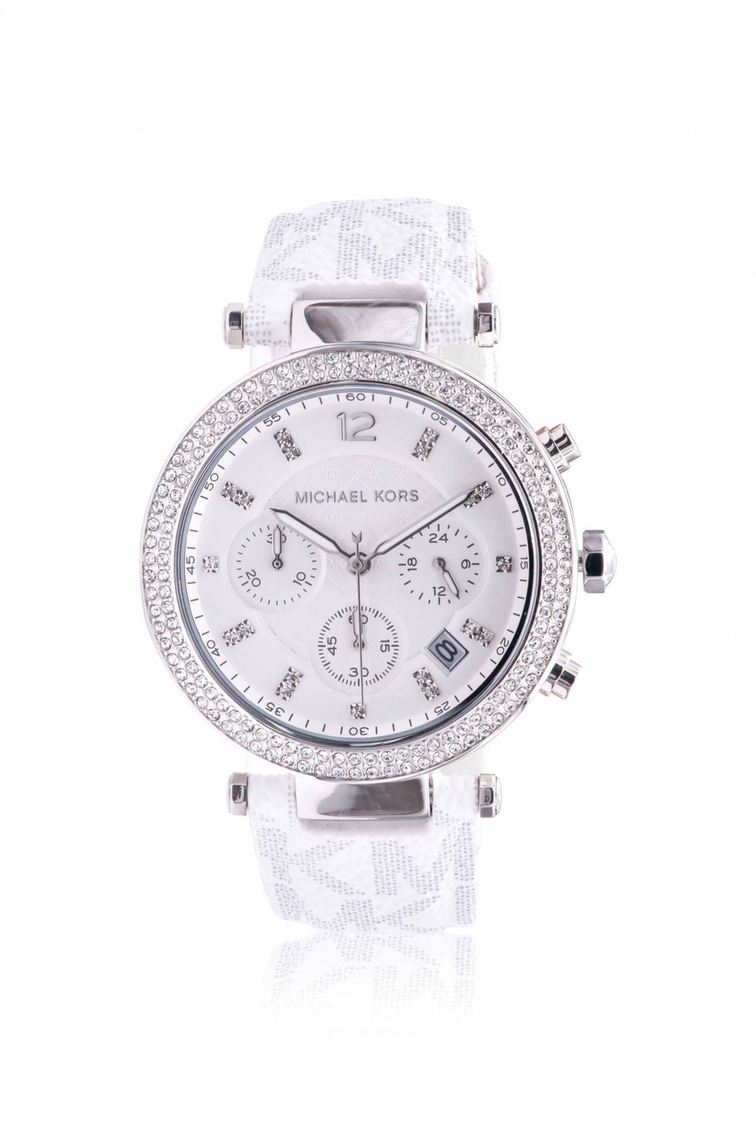 Michael Kors Parker Chronograph Optic White PVC Ladies Watch