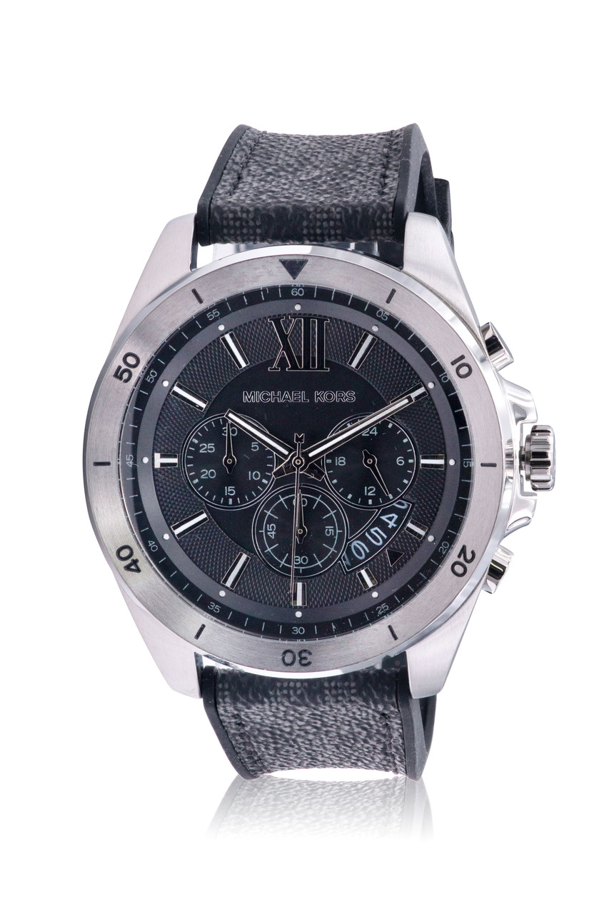 Michael Kors Brecken Chronograph Time Watch Inc MK8850 - PVC Black Mens Jacob