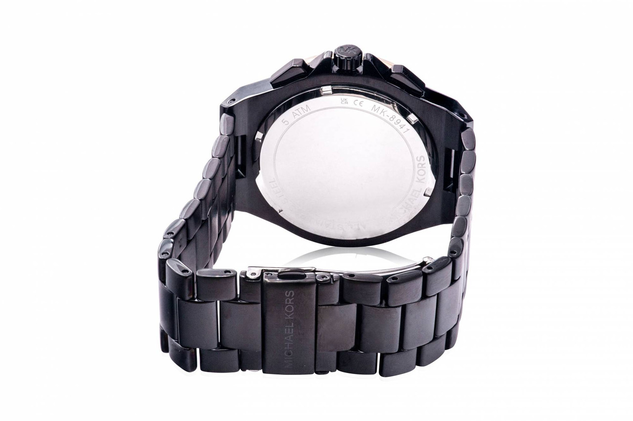 Michael Kors Lennox Chronograph Black Stainless Steel Mens Watch 