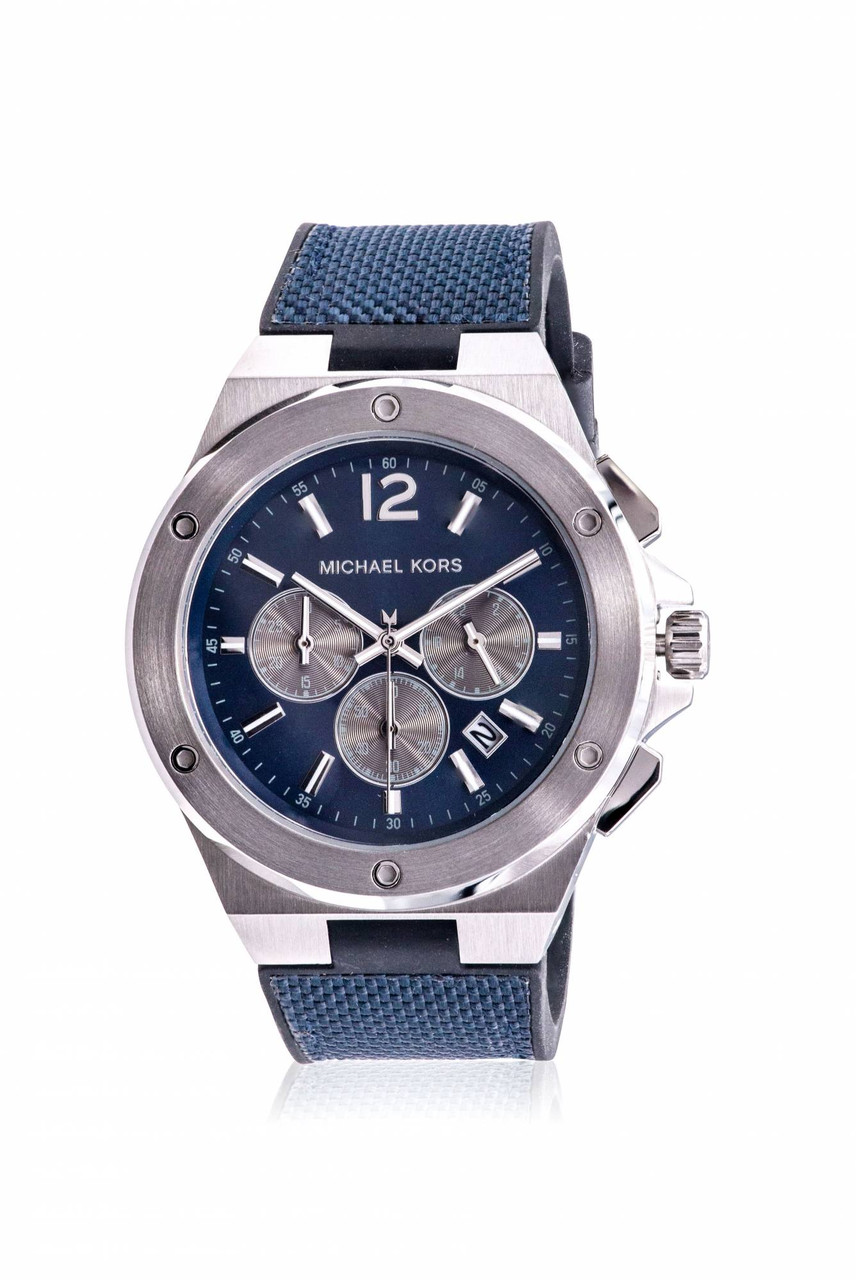 Black MK8942 And Jacob Michael Watch - Time Kors Mens Navy Inc Chronograph Lennox Nylon