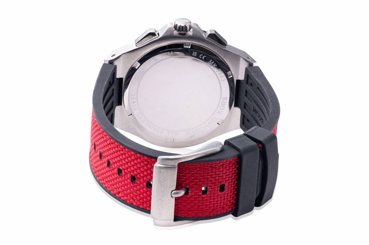 MK8943 Mens Lennox Inc Black Time Jacob and Nylon - Watch Kors Chronograph Michael Red