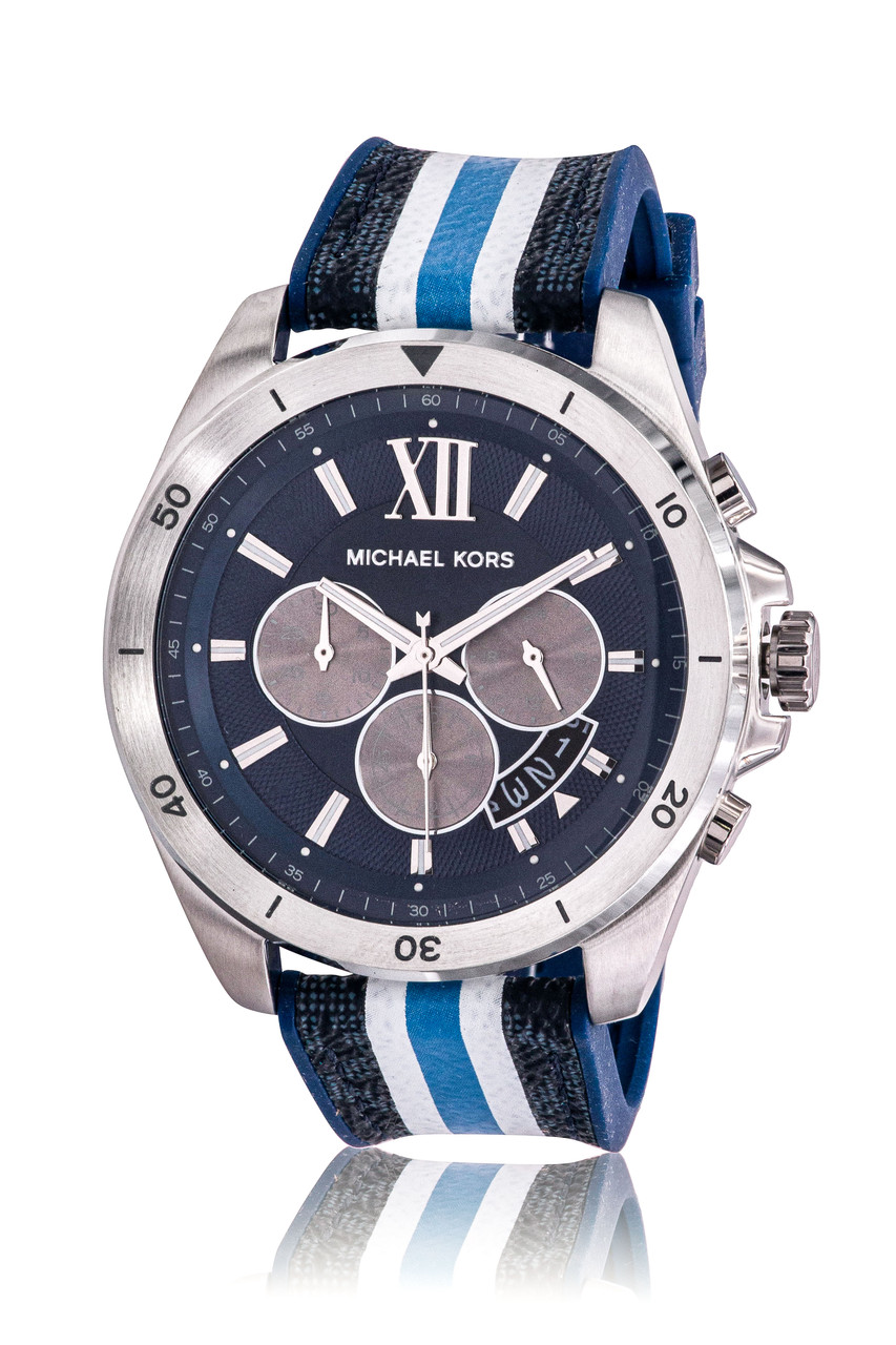 Michael Kors Brecken Jacob PVC Chronograph Time Mens Watch White Blue - MK8950 And Inc