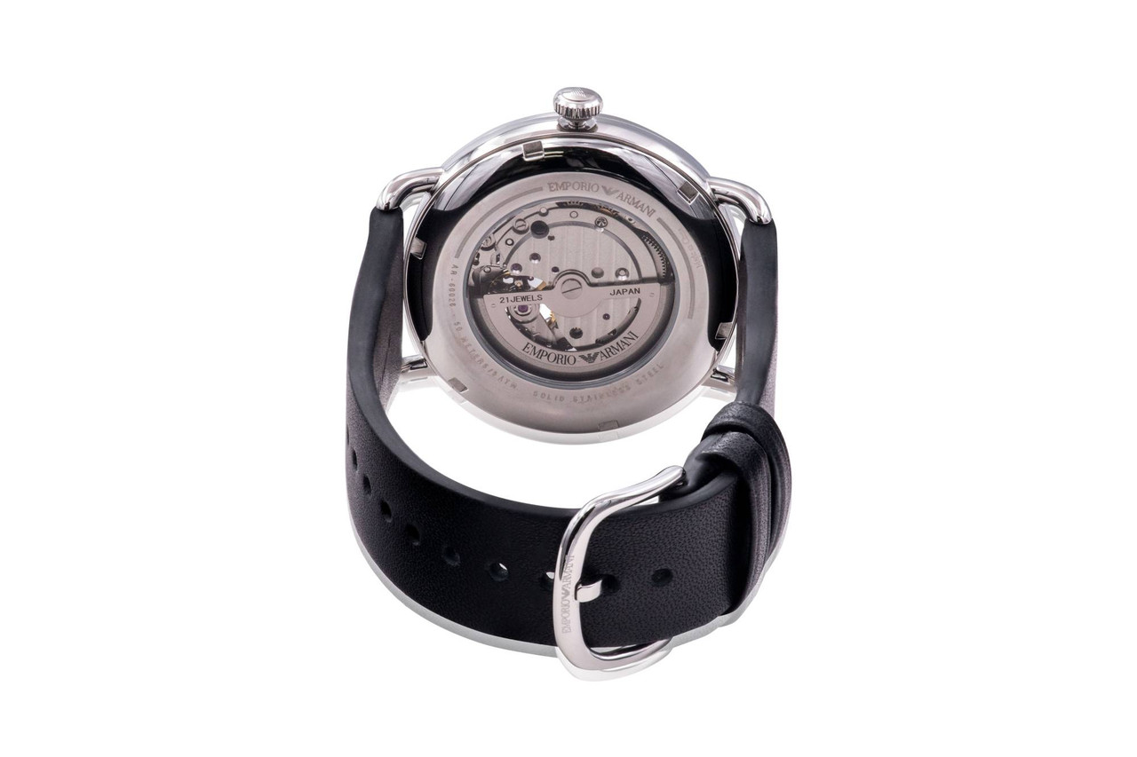 Emporio Armani Leather Automatic Multifunction Mens Watch AR60026