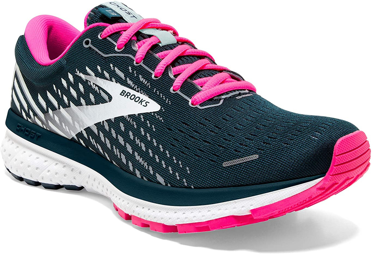 Brooks Womens Ghost 13 Running Shoe - Reflective Pond/Pink