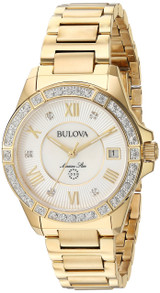 Bulova Marine Star Gold-Tone Diamond Ladies  Watch 98R235