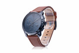 Movado Bold Thin Blue IP Brown Leather Chronograph Mens Watch 3600834