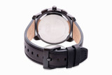Movado Bold Thin Black IP Black Leather Chronograph Mens Watch 3600835