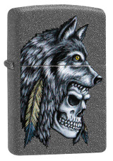 Zippo 211 Wolf Skull Feather Design Lighter 29863