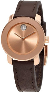 Movado Bold Rose Gold-Tone Leather Ladies Watch 3600438