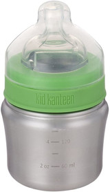 Klean Kanteen Kid Kanteen Wide Mouth Single Wall Stainless Steel Baby Bottle with Dust Cover - Stainless 1000276