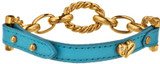 GUESS Blue Leather Chain-Link Bracelet UBB21328