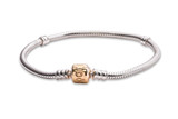 Pandora Sterling Silver Bracelet With 14K Gold Clasp - 590702HG-18