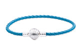 Pandora Moments Seashell Clasp Turquoise Braided Leather Bracelet 598951C01-S3