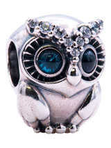PANDORA Owl Sterling Silver Charm With Bright Cobalt Blue Crystal - 798397NBCB