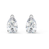 Swarovski Attract Pear Stud Pierced Earrings - White - Rhodium Plated 5563121